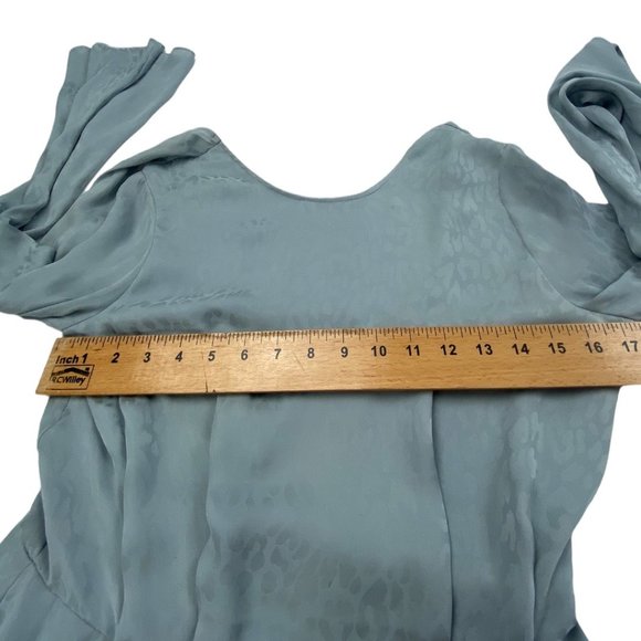 Topshop Gray Blue Flair Sleeve Long Sleeve Cheetah Print Romper size 6 - Picture 5 of 9